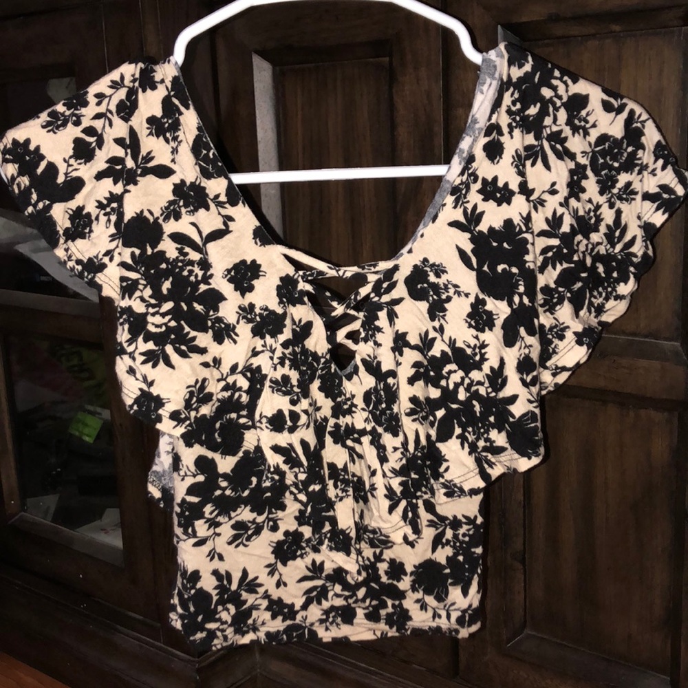 Black and white off the shoulder crop top